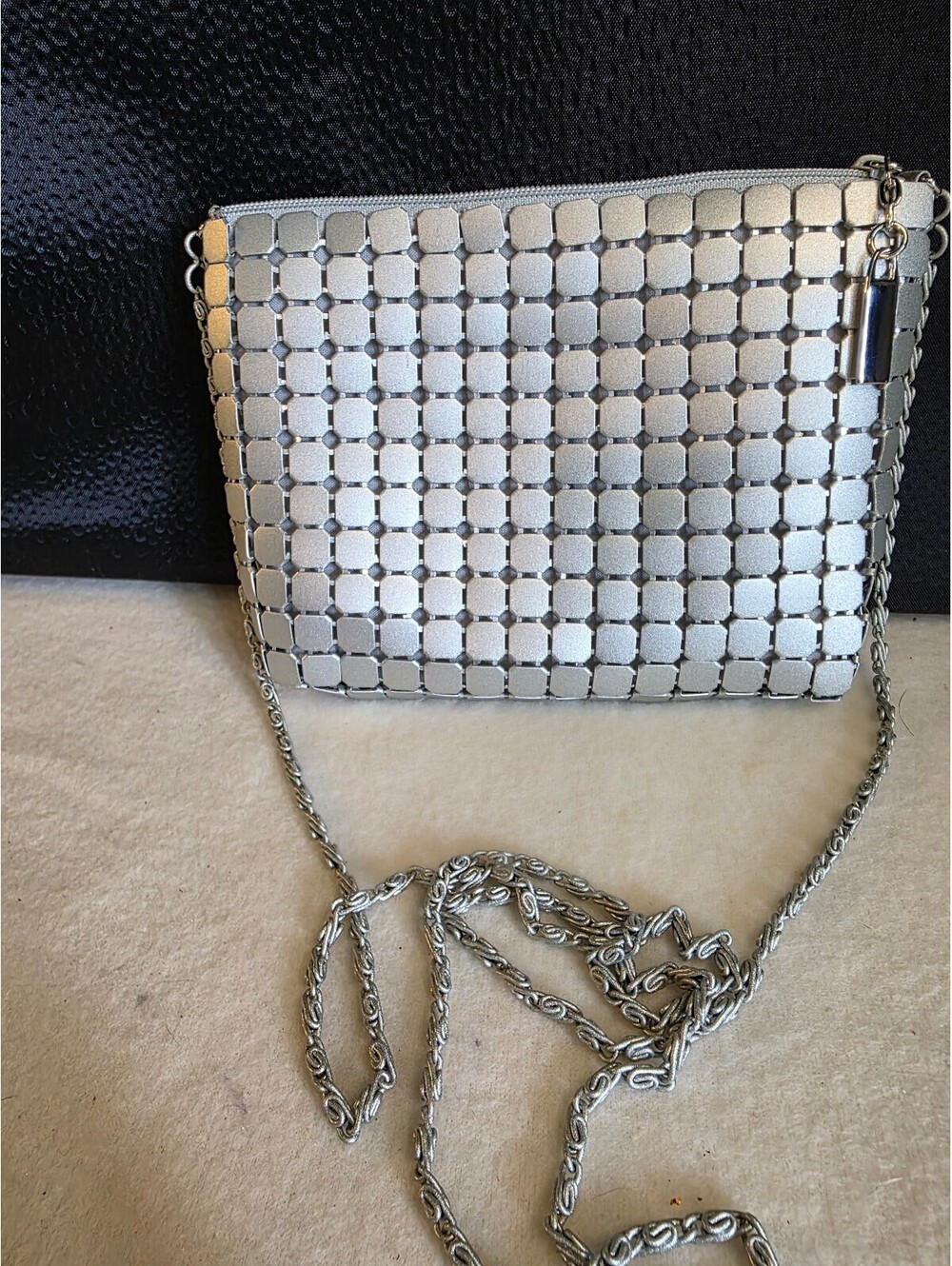 Vintage Another Y&S Original Silver Metal Mesh Crossbody Evening Bag